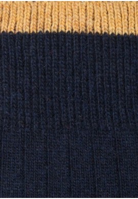 Calcetines altos de hombre de lana con cashmere mostaza - Azul marino