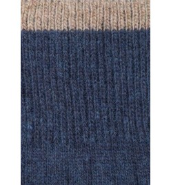 Calcetín de caña alta de lana con cashmere azul petróleo - beige