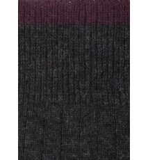 Calcetín de caña alta de lana con cashmere gris antracita - berenjena 