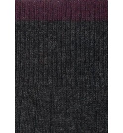 Calcetín de caña alta de lana con cashmere gris antracita - berenjena 